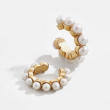 Trendy Pearl Clip on Earrings Earcuffs for Women Gold Color C Shaped Stackable CZ Ear Cuff No Pierced Party Wedding Jewelry 2020