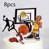 5 pcs Paper glitter basketball Cake Toppers Basketball player cake dessert Adorn card Flags Decor Cake Baking DIY Party Supplies