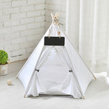 Portable Linen Pet Tent Dog House kitten House Washable Teepee Puppy Cat Indoor Outdoor Kennels Portable Teepee Cave with Mat