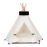 Portable Linen Pet Tent Dog House kitten House Washable Teepee Puppy Cat Indoor Outdoor Kennels Portable Teepee Cave with Mat