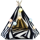 Portable Linen Pet Tent Dog House kitten House Washable Teepee Puppy Cat Indoor Outdoor Kennels Portable Teepee Cave with Mat