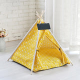 Portable Linen Pet Tent Dog House kitten House Washable Teepee Puppy Cat Indoor Outdoor Kennels Portable Teepee Cave with Mat