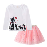 Humor Bear Autumn Kids Baby Girl Clothes Long Sleeve T-shirt+Grid Skirt +bowknot Casual suits Student Girls' Clothing Sets