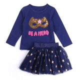 Humor Bear Autumn Kids Baby Girl Clothes Long Sleeve T-shirt+Grid Skirt +bowknot Casual suits Student Girls' Clothing Sets