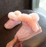 2020 Kid's Genuine Leather Fur Martin Rabbit Boots with Sequins