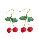 Hot Red Cherry Earings Sweet Fruit Cherry Eardrop Female Earings for Women