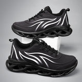 PULOMIES New Men Sport Tennis Shoes Flame Breathable Blade Running Sneakers Men Casual Walking Shoes Platform Sneakers Footwear