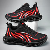 PULOMIES New Men Sport Tennis Shoes Flame Breathable Blade Running Sneakers Men Casual Walking Shoes Platform Sneakers Footwear