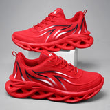 PULOMIES New Men Sport Tennis Shoes Flame Breathable Blade Running Sneakers Men Casual Walking Shoes Platform Sneakers Footwear