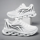 PULOMIES New Men Sport Tennis Shoes Flame Breathable Blade Running Sneakers Men Casual Walking Shoes Platform Sneakers Footwear