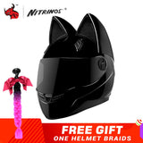 NITRINOS Motorcycle Helmet Women Personality Moto Capacete Black Helmet Full Face Moto Helmet Fashion Motorbike Helmet
