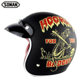 SOMAN Retro Helmet Motorcycle Open Face Helmet Leather Scooter Helmets Classic 3/4 Chopper Casco Moto Vintage Motorcycle Helmets