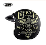 SOMAN Retro Helmet Motorcycle Open Face Helmet Leather Scooter Helmets Classic 3/4 Chopper Casco Moto Vintage Motorcycle Helmets