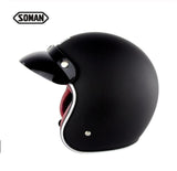 SOMAN Retro Helmet Motorcycle Open Face Helmet Leather Scooter Helmets Classic 3/4 Chopper Casco Moto Vintage Motorcycle Helmets