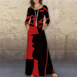 Elegant Floral Print Split Maxi Dresses Women Autumn Deep V Neck Flare Sleeve Party Dress Ladies Sexy Plus Size Slim Dress Belt