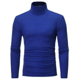 2020 New Men's Solid Color Turtleneck T Shirts Male Slim Fit Long Sleeve T Shirts Black White Men tshirt Tops M-3XL