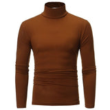 2020 New Men's Solid Color Turtleneck T Shirts Male Slim Fit Long Sleeve T Shirts Black White Men tshirt Tops M-3XL
