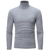 2020 New Men's Solid Color Turtleneck T Shirts Male Slim Fit Long Sleeve T Shirts Black White Men tshirt Tops M-3XL
