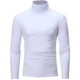 2020 New Men's Solid Color Turtleneck T Shirts Male Slim Fit Long Sleeve T Shirts Black White Men tshirt Tops M-3XL
