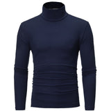 2020 New Men's Solid Color Turtleneck T Shirts Male Slim Fit Long Sleeve T Shirts Black White Men tshirt Tops M-3XL