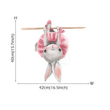 Cute Grey Bunny Ballet Rabbit Wall Stickers for Kids Room Cat Baby Nursery Wall Decals Pink Flower for Girl Room Home Decoration