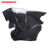 HEROBIKER Motorcycle Helmet Motorbike Modular Dual Lens Helmet Motorcycle Motocross Crash Full Face Helmets Casco Moto Casque#
