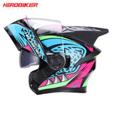 HEROBIKER Motorcycle Helmet Motorbike Modular Dual Lens Helmet Motorcycle Motocross Crash Full Face Helmets Casco Moto Casque#
