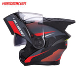 HEROBIKER Motorcycle Helmet Motorbike Modular Dual Lens Helmet Motorcycle Motocross Crash Full Face Helmets Casco Moto Casque#