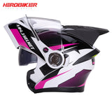 HEROBIKER Motorcycle Helmet Motorbike Modular Dual Lens Helmet Motorcycle Motocross Crash Full Face Helmets Casco Moto Casque#