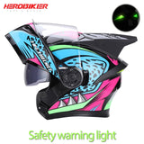 HEROBIKER Motorcycle Helmet Motorbike Modular Dual Lens Helmet Motorcycle Motocross Crash Full Face Helmets Casco Moto Casque#