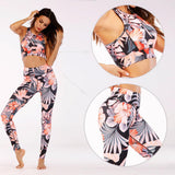 Seamless Floral Print Sports Yoga Set Gym Fitness Tracksuit Fashion
