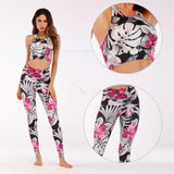 Seamless Floral Print Sports Yoga Set Gym Fitness Tracksuit Fashion