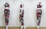 Seamless Floral Print Sports Yoga Set Gym Fitness Tracksuit Fashion