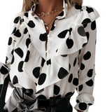 JODIMITTY V-Neck Casual Long-Sleeve Chiffon Blouse