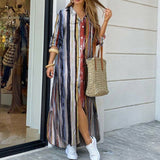 Women Elegant Lapel Neck Button Down Dress 2020 Summer Letter Print Long Shirt Dress