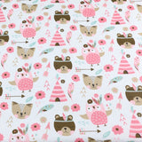 Pink Bear Unicorn Animals Cotton Twill kids Fabric , Patchwork Cloth, Sewing Quilting Fat Quarters Material For Baby & Child