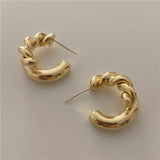 Simple New Gold Metal Multi-layer Circle Winding Geometric Round Small Stud Earrings