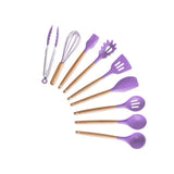 Silicone Cooking Utensils Set Non-Stick Spatula Shovel Wooden Handle Cooking Tools Set With Storage Box Kitchen Tool Accessories - shopwishi 