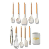 Silicone Cooking Utensils Set Non-Stick Spatula Shovel Wooden Handle Cooking Tools Set With Storage Box Kitchen Tool Accessories - shopwishi 