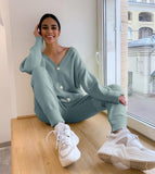 HLBCBG Women Knitted Tracksuit Turtleneck Sweater Casual Suit