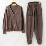 HLBCBG Women Knitted Tracksuit Turtleneck Sweater Casual Suit