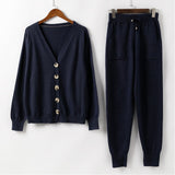 HLBCBG Women Knitted Tracksuit Turtleneck Sweater Casual Suit