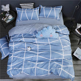 Classic Bedding Set 5 Size Grey Blue Grid Summer Bed Linen 4pcs/Set Duvet Cover Set Pastoral Bed Sheet AB Side Duvet Cover 2020