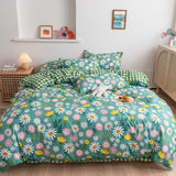 Classic Bedding Set 5 Size Grey Blue Grid Summer Bed Linen 4pcs/Set Duvet Cover Set Pastoral Bed Sheet AB Side Duvet Cover 2020