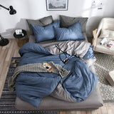 Classic Bedding Set 5 Size Grey Blue Grid Summer Bed Linen 4pcs/Set Duvet Cover Set Pastoral Bed Sheet AB Side Duvet Cover 2020