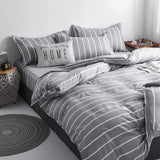 Classic Bedding Set 5 Size Grey Blue Grid Summer Bed Linen 4pcs/Set Duvet Cover Set Pastoral Bed Sheet AB Side Duvet Cover 2020