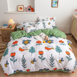 Classic Bedding Set 5 Size Grey Blue Grid Summer Bed Linen 4pcs/Set Duvet Cover Set Pastoral Bed Sheet AB Side Duvet Cover 2020