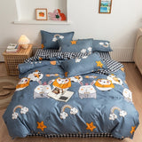 Classic Bedding Set 5 Size Grey Blue Grid Summer Bed Linen 4pcs/Set Duvet Cover Set Pastoral Bed Sheet AB Side Duvet Cover 2020