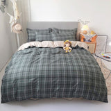 Classic Bedding Set 5 Size Grey Blue Grid Summer Bed Linen 4pcs/Set Duvet Cover Set Pastoral Bed Sheet AB Side Duvet Cover 2020