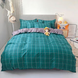 Classic Bedding Set 5 Size Grey Blue Grid Summer Bed Linen 4pcs/Set Duvet Cover Set Pastoral Bed Sheet AB Side Duvet Cover 2020